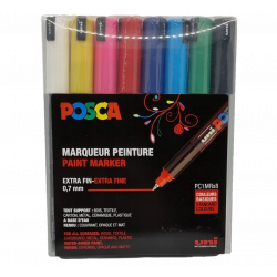 Boite de 8 marqueurs Posca pointe conique fine PC3M