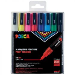 Boite de 8 marqueurs Posca pointe conique fine PC3M