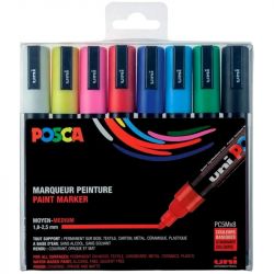 Boite de 8 marqueurs Posca pointe conique moyenne PC5M