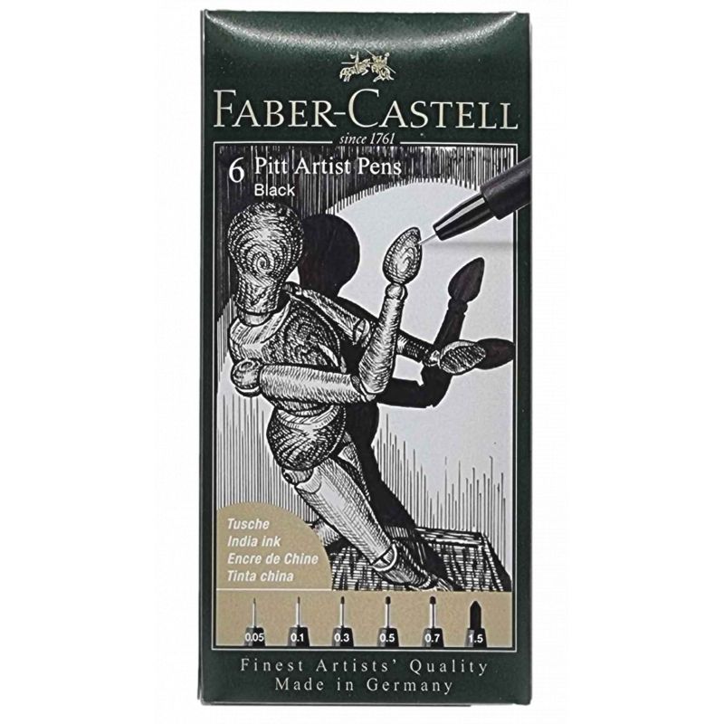 Pochette Feutres Pitt Artist Pen Noir Faber Castell