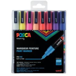 Boite de 16 marqueurs Posca pointe conique fine PC3M