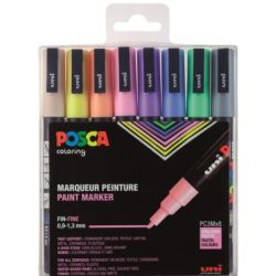 Boite de 8 marqueurs Pastel Posca pointe conique fine PC3M