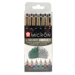 Set de 6 feutres Pigma Micron 0.25mm