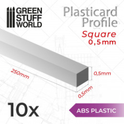 PLASTICARD PROFILÉ TIGE CARRÉE PLEIN 0,5MM