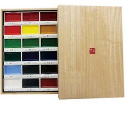 Aquarelle japonaise Gansai Tambi - 18 godets couleurs coffret bois