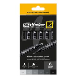 Set de 6 marqueurs teintes grises - DB-Marker