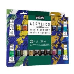 Coffret de 20 peintures acrylique Pebeo Studio 20ml + brosse